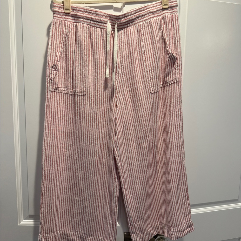 Splendid Pink and White Striped Flowy cropped Pants